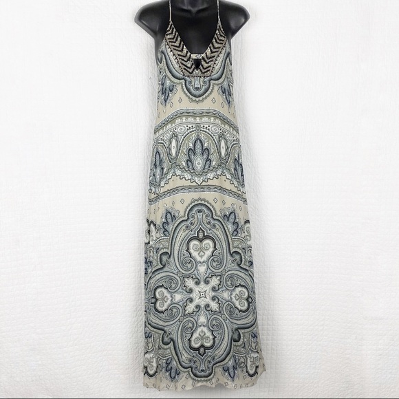 HALE BOB Beaded Strappy Boho Maxi Dress NWT Influencer XS embellished - Picture 3 of 11